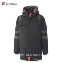 Chaqueta de seguridad negra cálida Invierno, Parka reflectante impermeable Hi Vis